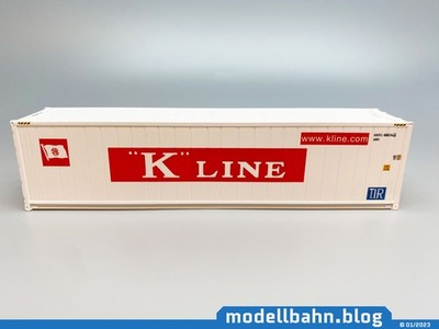 Weißer 40ft Kühlcontainer ''K'' Line in 1:87 (H0)