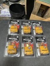 (Lot of 6)  Master Lock 315KA Outdoor Padlock with Key Yellow 1-1/16in 27mm
