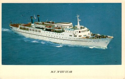 WEST STAR, M.V. WEST STAR, Western Hemisphere, WEST LINE, WESTOURS Postcard