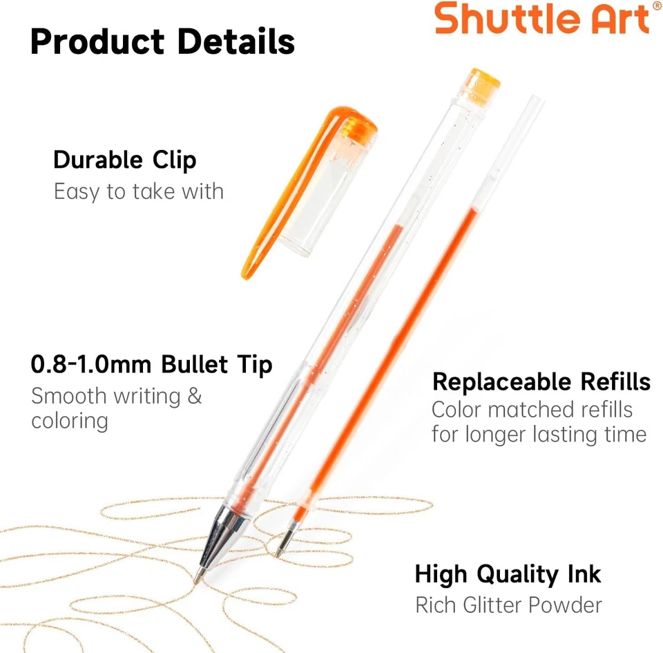 240 Pack Glitter Gel Pens, 120 Colors Glitter Gel Pen Set with 120 Refills fo... - Image 3 of 4