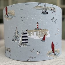 Coastal Boats Lighthouse Lamp Shade Sophie Allport Fabric Lampshade Blue Red