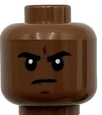 Lego New Medium Brown Minifigure Head Dual Sided Black Eyebrows Part