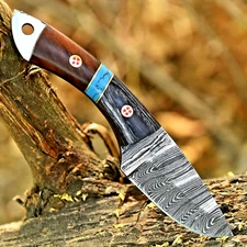 Custom Hand Made Forged Damascus Steel Blade Hunting Skinner Knife UU 38