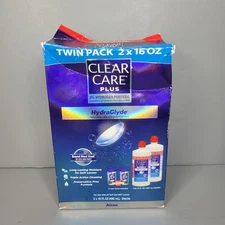 Clear Care Plus Cleaning Solution Twin Pack HydraGlyde 2 x 16oz+2case Exp 02/27