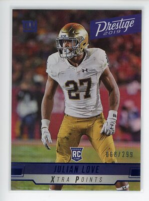 2019 Prestige Xtra Points Blue #296 Julian Love Giants /299