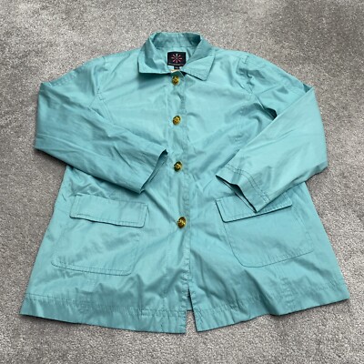 Isaac Mizrahi Live Peacoat Jacket Womens Large Green Button Down