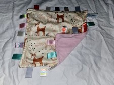 Taggies Mary Meyer Pink Deer Fawn Lovey Security Blanket NuNu Satin Tags