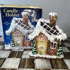 Vintage Sweet Retreat Tea Light Polyresin Gingerbread House Candle Holder