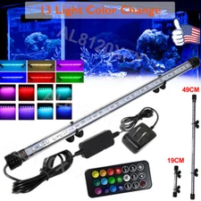 19CM/49CM Underwater Aquarium LED Light Fish Tank RGB Submersible Lamp + Remote