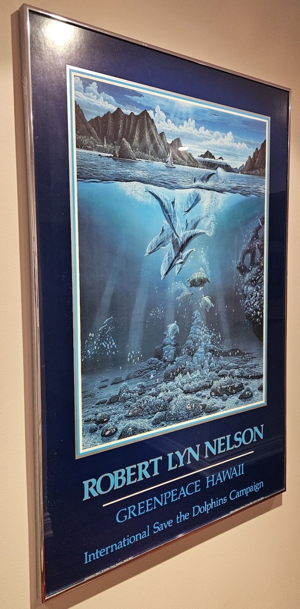 Robert Lyn Nelson 額入りポスター　サインあり Greenpeace Hawaii Signed Framed 1984 Poster Robert Lyn Nelson Save