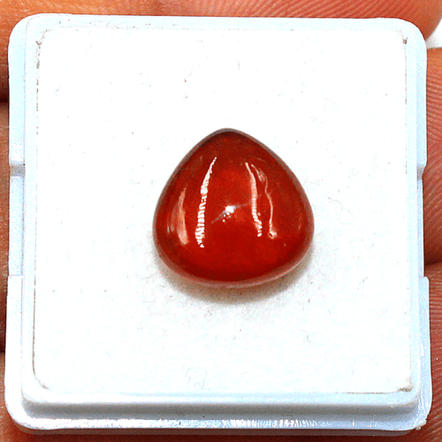 Certified 7.5 Cts Natural Spessartine Garnet 11mmx10.9mm Pear Cabochon Gemstone - Picture 1 of 12