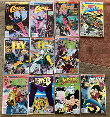 Lot of 11 Impact Comics The Comet The Fly The Web Jaguar & Legend of the Shield