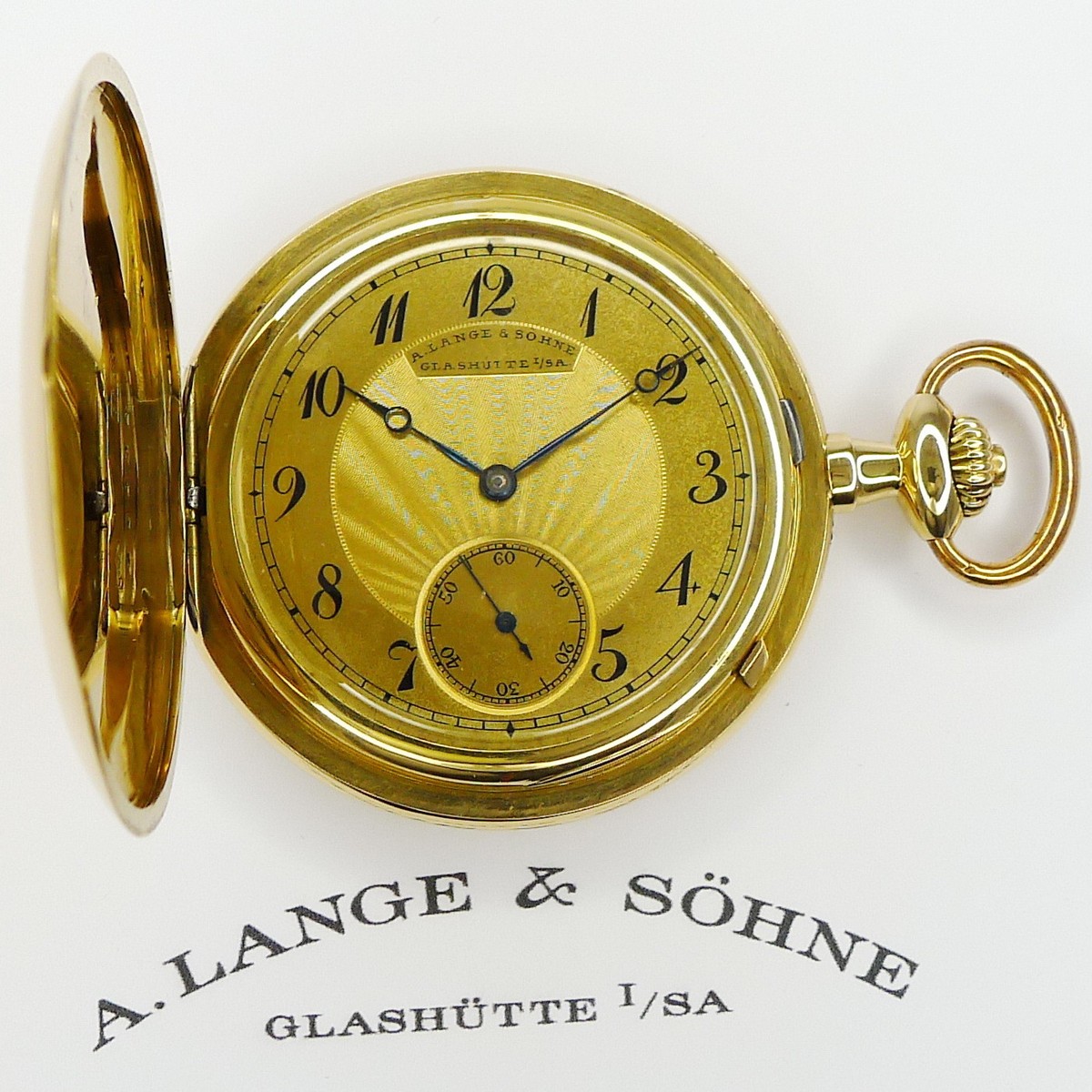 Lange Söhne Glashütte I/SA 18ct Gold Taschenuhr 1A Qualität  Stammbuch