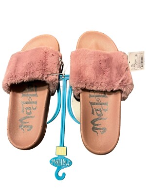 NWT Mad Love Slippers Women's Size 10 Phoebe Sandal Slip On Mauve Color  Faux Fur