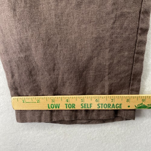 EILEEN FISHER Pants L Straight Heavy Linen Full Length Trouser Flat Front Brown - 第 11/12 張圖片