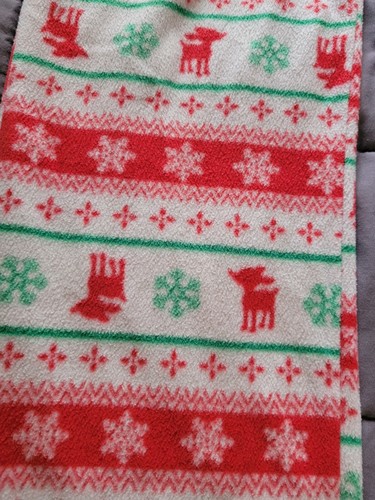 Red/White/Green Christmas Rudolph Reindeer Nordic Fleece PJ Pants Girls 10/12 - Picture 3 of 4