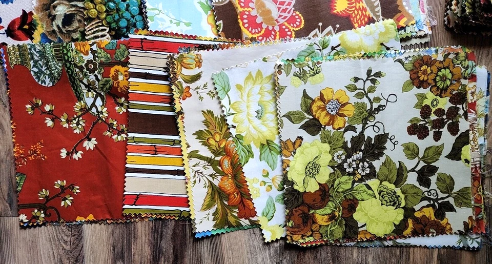 ЛОТ Образец Винтажной Ткани 12 дюймов Квадратный MCM Домашний Декоратор 175 Изделий Рукоделие 10 фунтов - Изображение 3 из 4