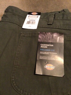 Dickies Men's Olive Green Carpenter Pants Relaxed Fit Size