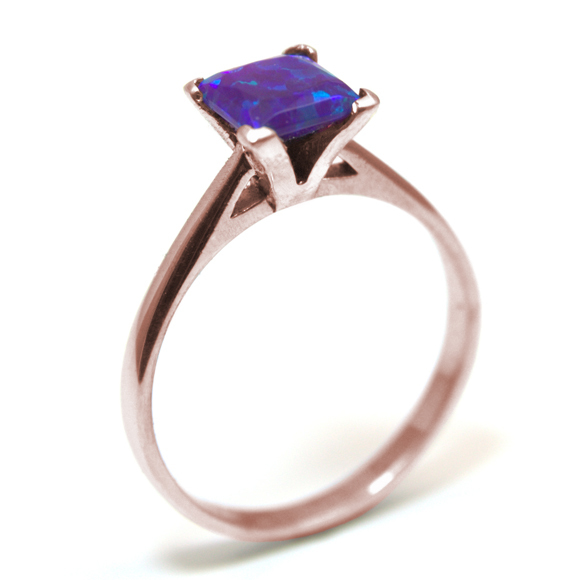 Engagement Ring Princess Cut Supernova Opal Solitaire 9ct Gold SS210-image