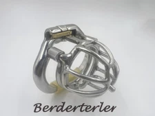 NEW! Male Chastity Cage with PA Puncture Stainless Steel Lock Ring Chastity Belt