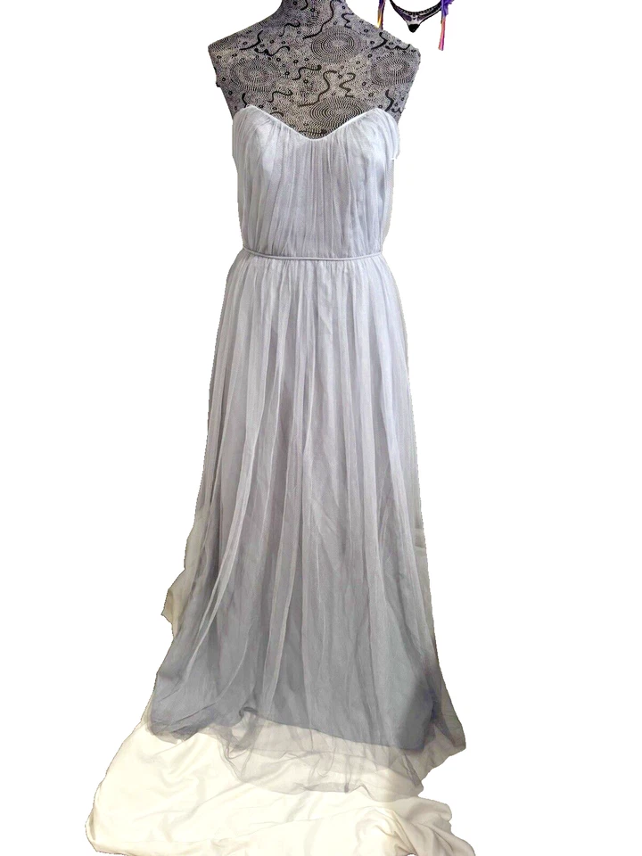 Nuevo JIM HJELM OCASION Vestido/Vestido de Tul con Tirantes Gris Talla 6 Foto 3 de 4