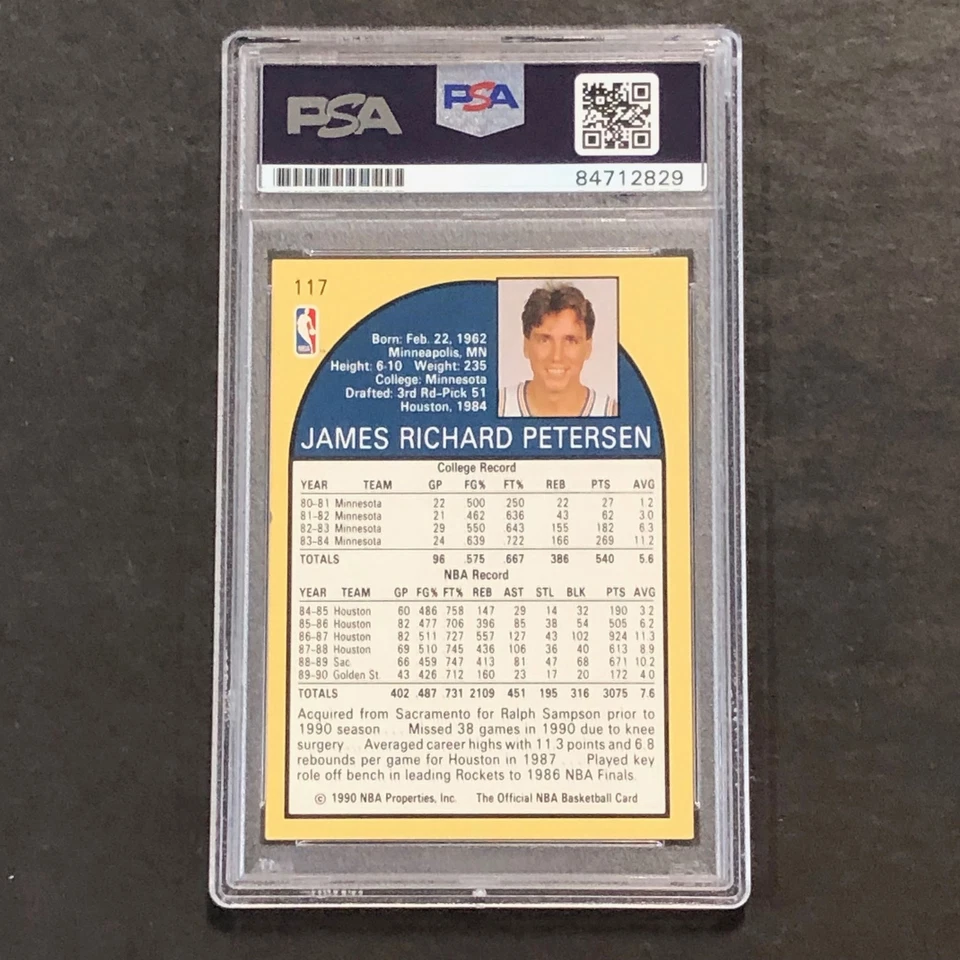 1989-90 NBA Hoops #117 Jim Petersen Signed Card PSA Slabbed Warriors - Image 2 of 2