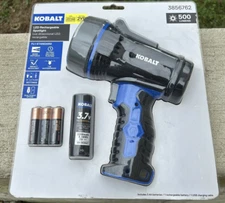 Kobalt Rechargeable Spotlight LED Dual Power 500 Lumens Tough Waterproof NEW!