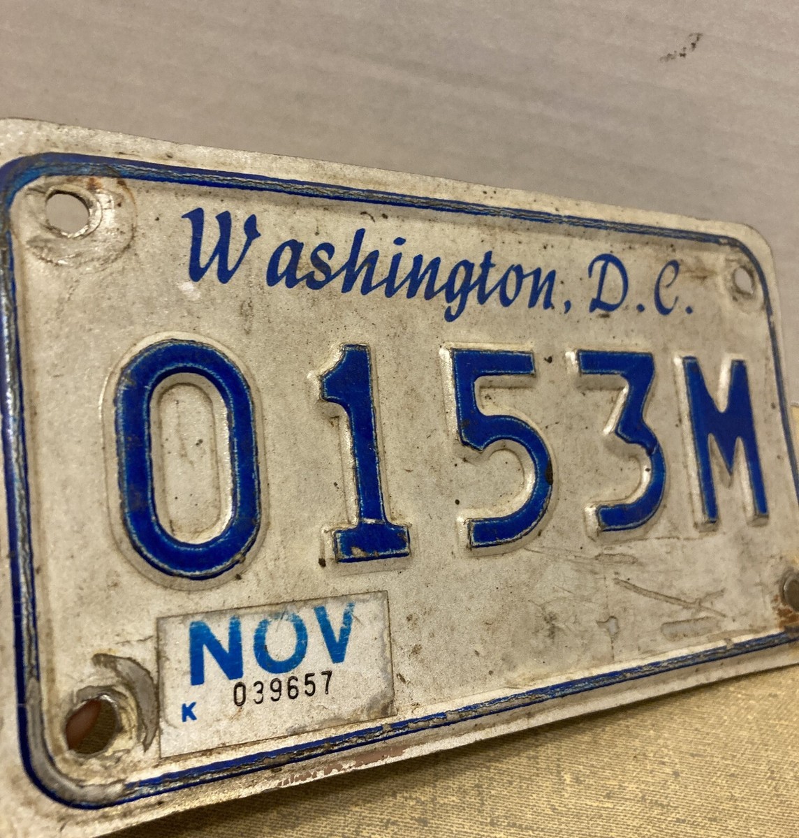 1980s Washington DC Motorcycle License Plate 0153M District of