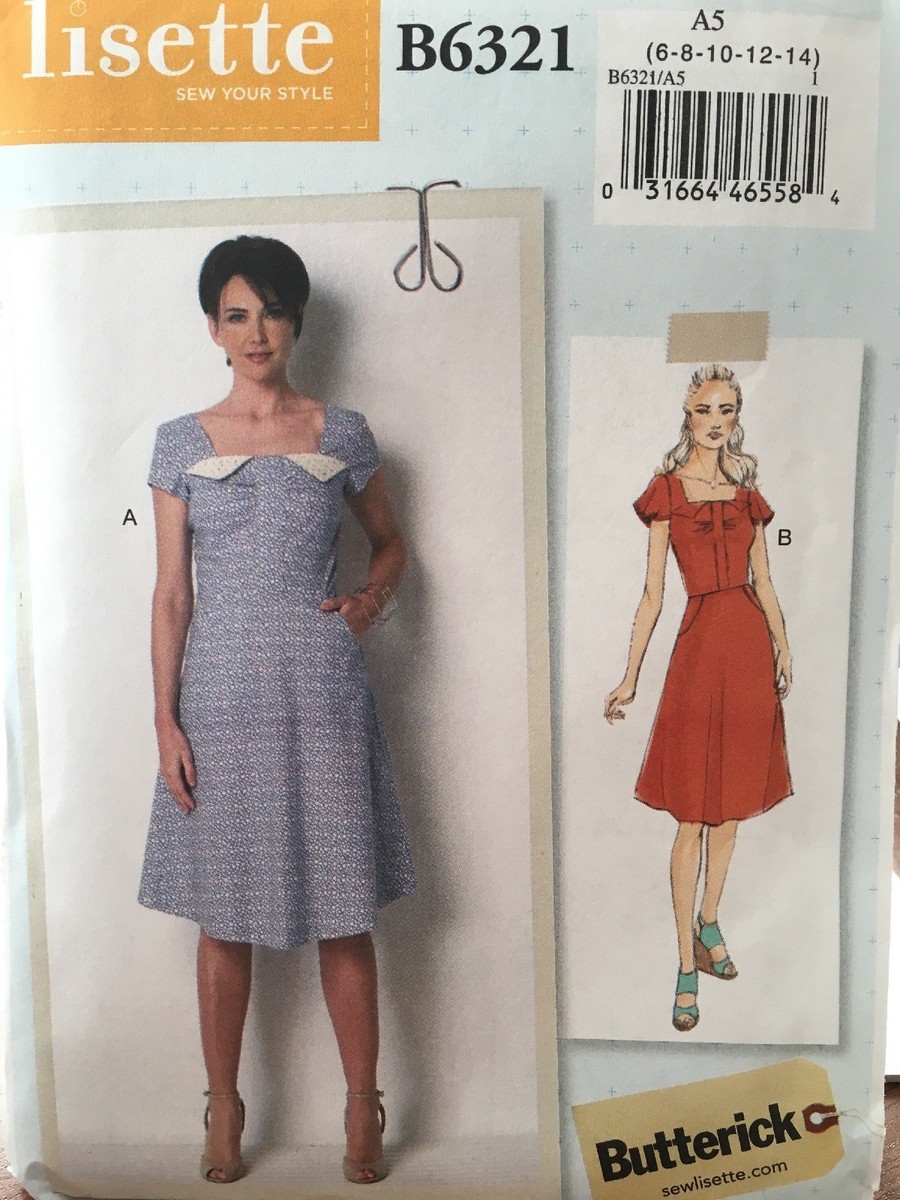 Butterick Misses Square-Neck Dress-6-8-10-12-14