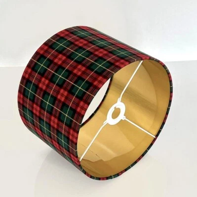 HANDMADE new luxury drum HAND MADE HQ tartan fabric lamp shade pendant shade -red Green
