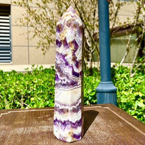 1.31LB Top Natural dreamy amethyst obelisk quartz crystal energy column - Bild 7 von 16