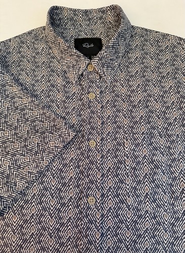 $138 RAILS Shirt Men’s L CARSON Tribal Batik Linen Blend Geometric Dad College - Picture 12 of 18