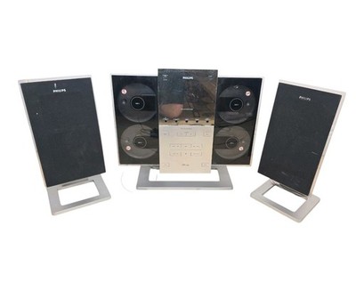 Philips MCM298 Micro Hi-Fi System 4 Disc CD Changer + Speakers FOR PARTS Repair