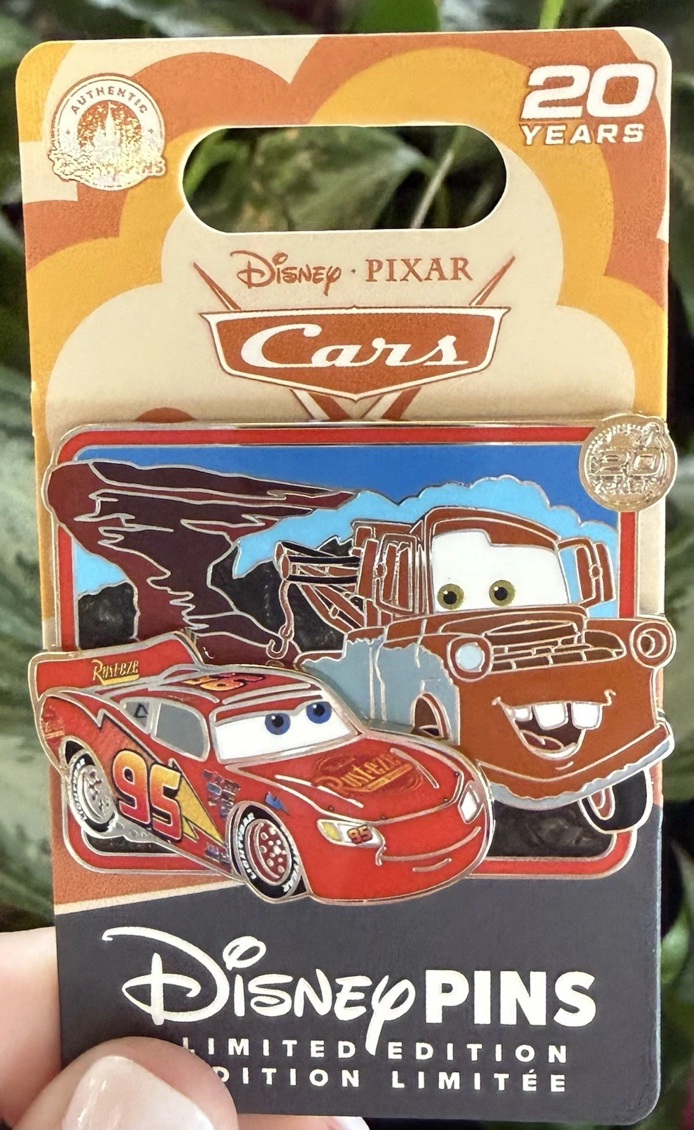 Disney Parks Cars Pixar Lightning McQueen And Mater 20th Anniversary LE Pin