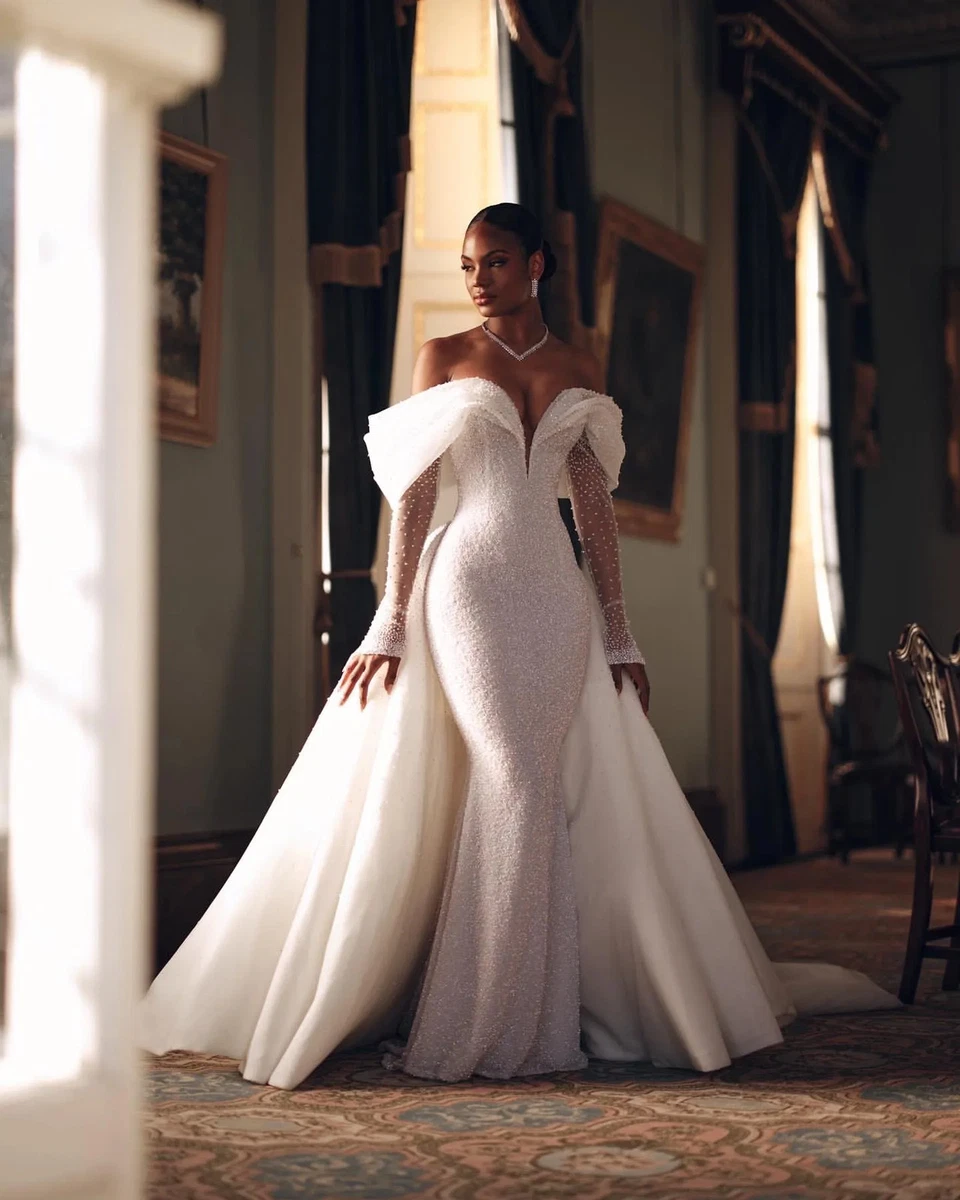 Ruffles Lace Long Sleeve Wedding Dresses for sale | eBay