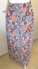 New Altar'd State Women's Large A-Line Maxi Skirt Slit Ditsy Floral Peach  Blue