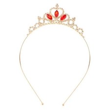 Gold Tiara for Girls - Crystal Princess Tiara Crown Headband - Birthday, Red