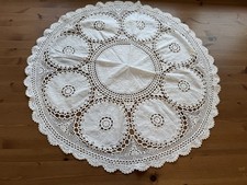Vintage White Small Round Lace Table Cloth 32 X 32