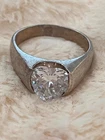 925 Chunky Sterling Silver Vintage C Z Heart Ring Size 8