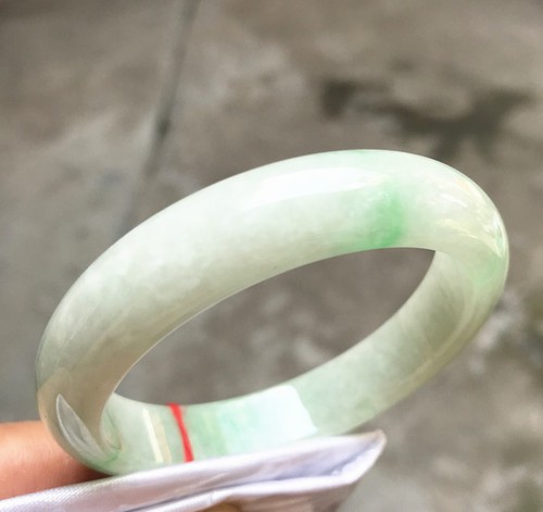 55.4mm Natural Icy Green Jadeite Jade Bracelet Burmese Jade Bracelet Bangle - Picture 9 of 17