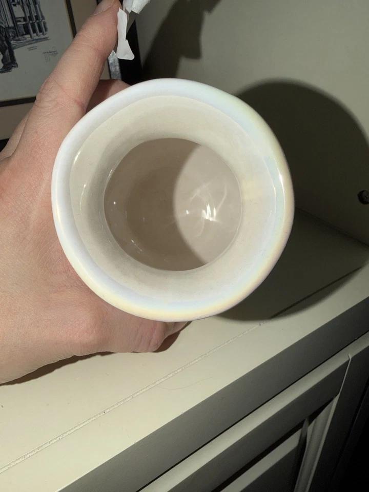 Rae Dunn Iridescent 5.5” Bulb Vase With “Irish” Written In Green - Image 4 of 4