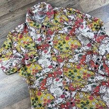 Natural Life Floral Mini Dress Size Large Short Sleeve V Neck Multicolor