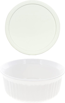 FS5 1.5Qt round French White Casserole Dish & F-5-PC 1.5Qt French White Plastic 