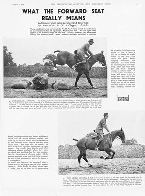 LIEUT-COL MF McTAGGART Forward Riding Jump Demonstration 2x Vintage Prints 1933