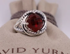 David Yurman Sterling Silver 11mm Infinity Ring with Garnet size 6