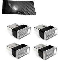 4PCS USB LED Car Interior Atmosphere Lamp, Portable Mini USB LED Light, White