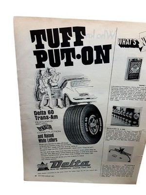 1971 Delta 60 Trans Am Tire Ad Dynacor Raised White Letters Car