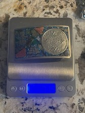 VINTAGE AZTEC MAYAN Calendar Mexican 925 Sterling Silver Belt BUCKLE 71 GRAM