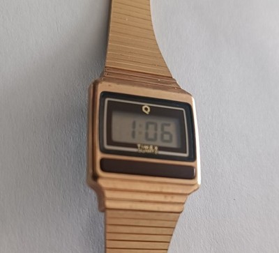 Seltene Vintage Timex Q Damen Goldfarben LCD T-Cell Neu