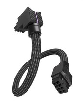 Black UNIFAS ARGB 8Pin GPU Extension Cable 16AWG 90 Degree PCIe PSU Power